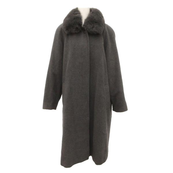 モンリーラス MONT LILAS 美品 ヴィンテージ ステンカラーコート フォックスファー アンゴ...