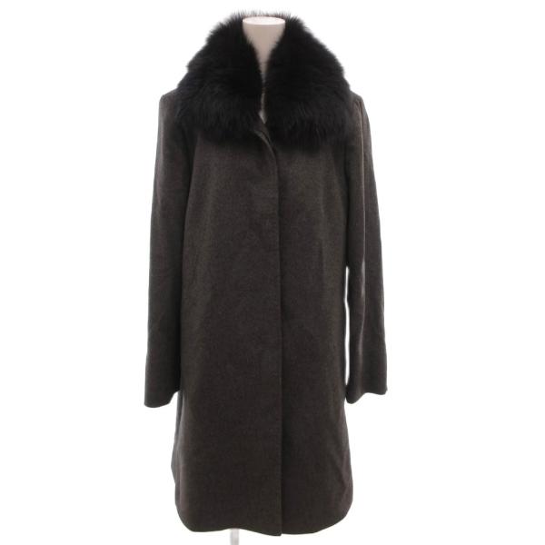 Zelal MOTOMACHI 美品 カシミヤ ロングコート 毛皮 フォックスファー 15AR 大き...