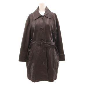 サブストリート SAB STREET レザーコート ステンカラー ロング丈 羊革 M 茶 ブラウン /JS ■ECF008 レディース