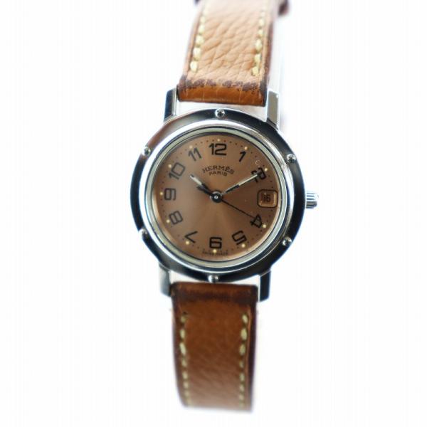 エルメス HERMES CL4.210 クリッパー 腕時計 ウォッチ クォーツ デイト レザーベルト...