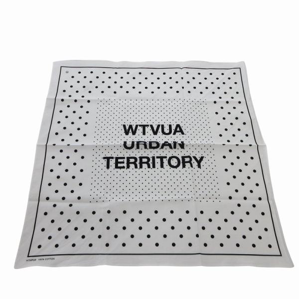 ダブルタップス WTAPS 美品 バンダナ ハンカチ ドット柄 ロゴ バイカラー コットン 白 ホワ...