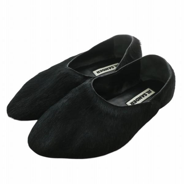 ジルサンダー JIL SANDER スリッポン フラットシューズ ハラコ ファー 35.5 22.5...