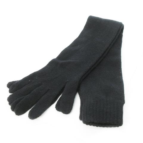 未使用品 プラダ PRADA 手袋 グローブ ニット ロング カシミヤ 絹 シルク混 無地 M 黒 ...