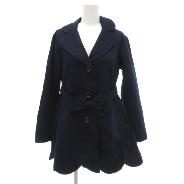 ケイトスペード KATE SPADE ハーフコート ジャケット クローバーカラー リボン 160 紺...