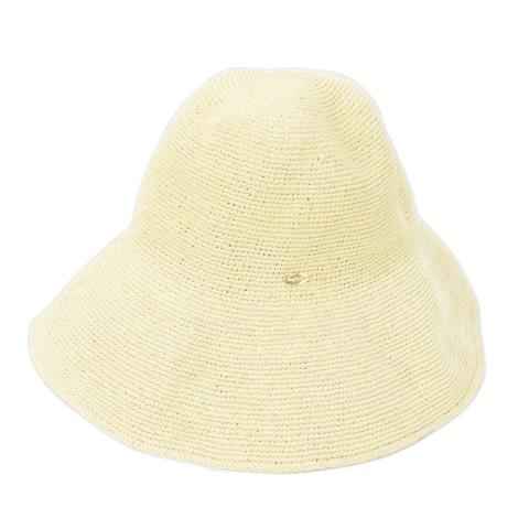 未使用品 23区 オンワード樫山 帽子 ストローハット 麦わら帽子 ワンポイント ロゴプレート F ...
