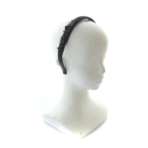 ミュウミュウ miumiu カチューシャ ヘアアクセサリー ロゴ ビジュー 黒 ブラック ■GY19...