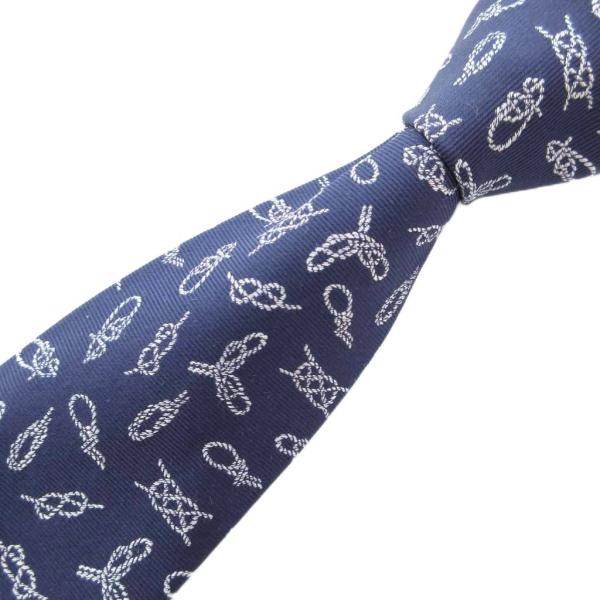 グッチ GUCCI ネクタイ ロープ柄 総柄 絹 シルク 紺 ネイビー /JS ■GY19 メンズ