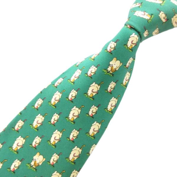 サルヴァトーレフェラガモ Salvatore Ferragamo ネクタイ ゾウ 総柄 絹 シルク ...