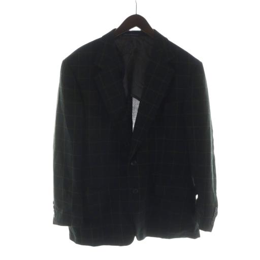 ダンヒル dunhill テーラードジャケット 長袖 背抜き ロゴ シングル 50 XL 緑 グリー...
