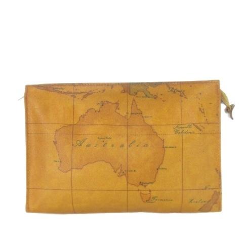 プリマクラッセ PRIMA CLASSE セカンドバッグ PVC レザー 革 世界地図柄 ロゴ 茶 ...