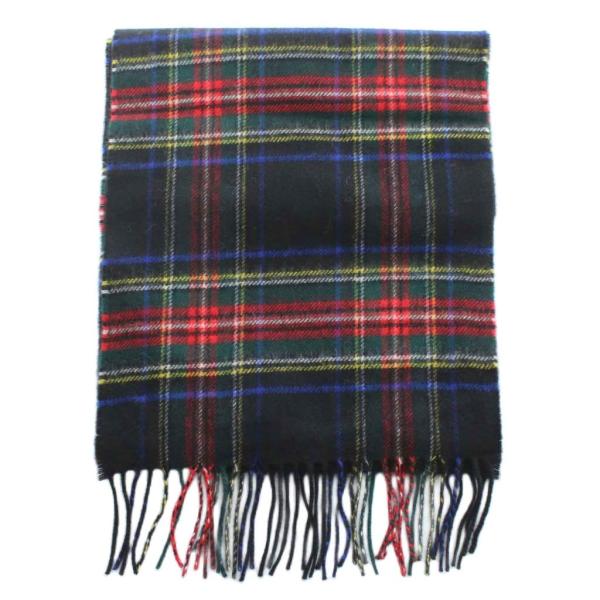 未使用品 Johnstons of Elgin マフラー ストール カシミヤ チェック柄 総柄 フリ...