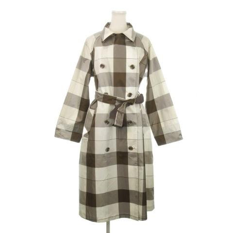 アクアスキュータム AQUASCUTUM スプリングコート レインコート ベルト チェック 総柄 M...