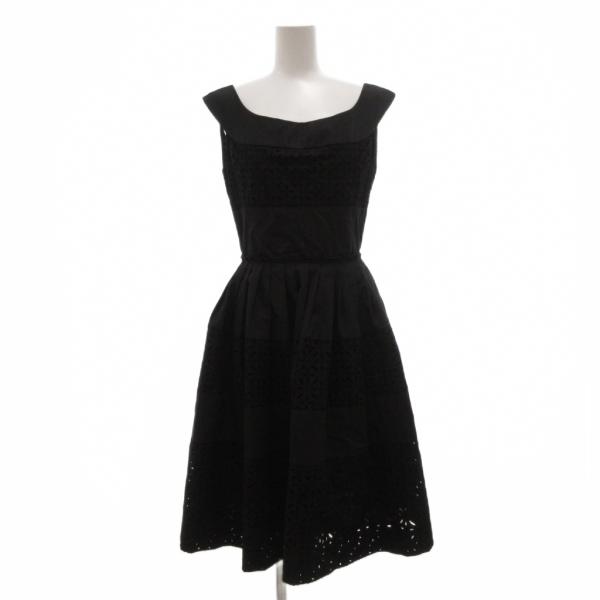 フォクシー FOXEY ワンピース ノースリーブ カットワーク 38 黒 ブラック /JS ■GY0...