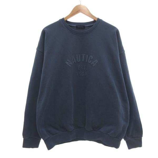 ノーティカ NAUTICA 24AW スウェット トレーナー ロゴ ワッペン L 青 ブルー /JS...