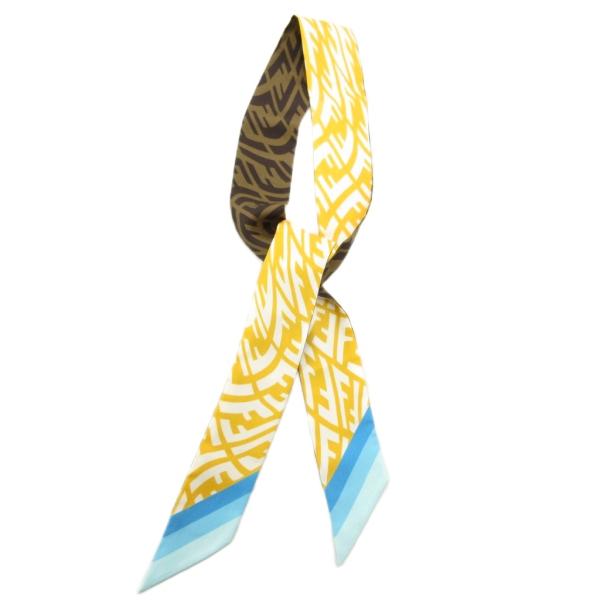 フェンディ FENDI FXT011 AGIG ラッピー リボンスカーフ 絹 シルク ズッカ 茶 ブ...