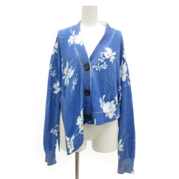 ヌメロヴェントゥーノ N°21 カーディガン ニット 花柄 プリント アシメ丈 青 ブルー /JS ...