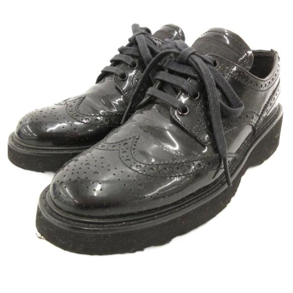 プラダスポーツ PRADA SPORT ダービーシューズ ドレス ローファー エナメル ウィングチッ...