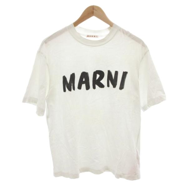 マルニ MARNI 23SS ロゴTシャツ カットソー 半袖 36 白 ホワイト 黒 ブラック TH...