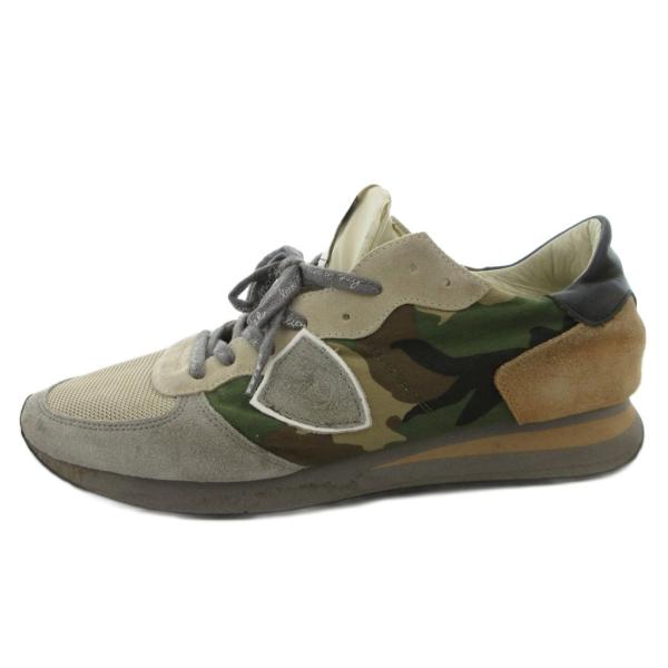 フィリップモデル PHILIPPE MODEL スニーカー シューズ 42 カーキ グレー カモフラ...