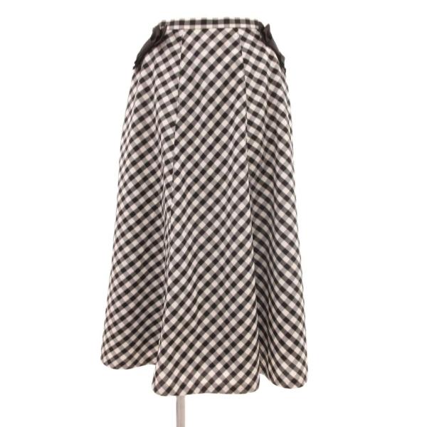 エムズグレイシー M'S GRACY 23年製 フレアスカート ギンガムチェック リボン ひざ丈 3...