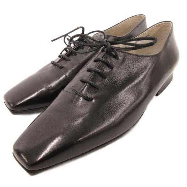 銀座かねまつ GINZA Kanematsu レースアップシューズ レザー ローヒール ストレートチ...