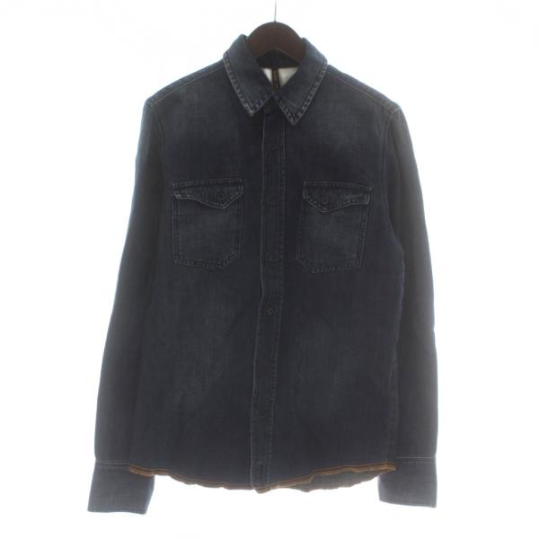 ヌーディージーンズ nudie jeans デニムシャツ 麻 リネン 長袖 S インディゴ 紺 ネイ...