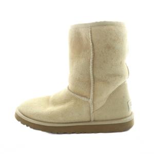アグ オーストラリア UGG australia 5800 ムートンブーツ ショート ロゴ スエード M7 25cm ベージュ ■GY03 /MQ レディース