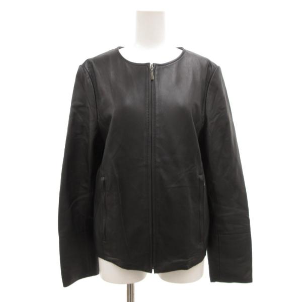 23区 オンワード樫山 ライダースジャケット 革ジャン シングル シープスキン レザー 44 黒 ブ...