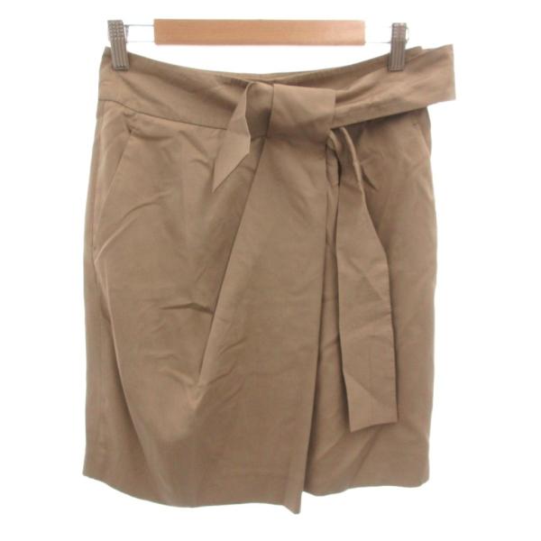 グッチ GUCCI ミニスカート シルク リボン 36 茶 ブラウン /FF ■GY19 レディース