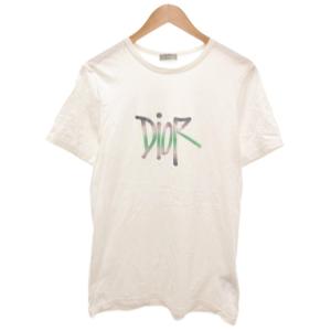ディオール Dior 20AW SHAWN STUSSY コラボ Tシャツ L 白 ホワイト ロゴプリント ラウンドネック 半袖 033j600d0589 /JS ■GY42