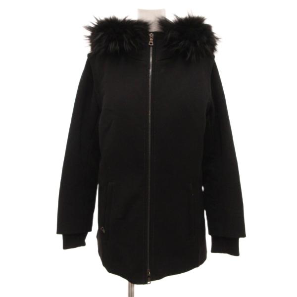プラダスポーツ PRADA SPORT ジップコート 中綿 毛皮 ラクーンファー フード ミドル丈 ...