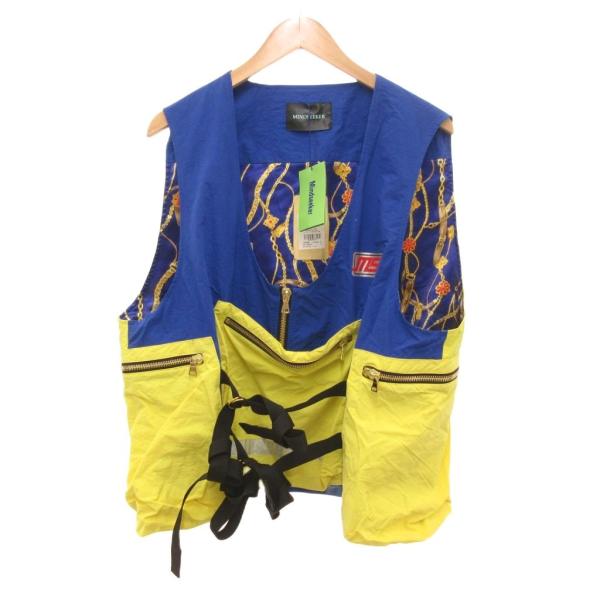 MINDSEEKER フィッシャーマンベスト F 青 ブルー 黄 イエロー 裏地総柄 ノースリーブ ...