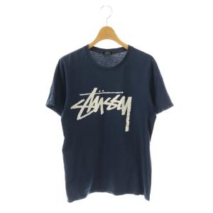 ステューシー STUSSY Tシャツ カットソー ロゴプリント S ネイビー ホワイト /ES ■GY01 メンズ