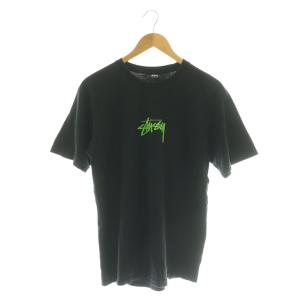 ステューシー STUSSY Tシャツ カットソー ロゴ M ブラック グリーン /DF ■GY01 メンズ