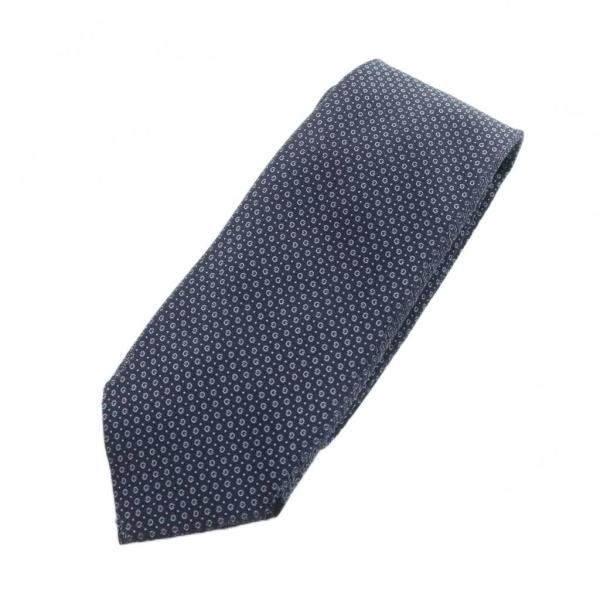 グッチ GUCCI ネクタイ 絹 シルク 総柄 レギュラータイ ロゴ 紺 ネイビー ■GY19 /M...