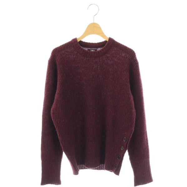 ティーエムティー TMT ニット セーター プルオーバー ウール サイドボタン S ボルドー /CX...