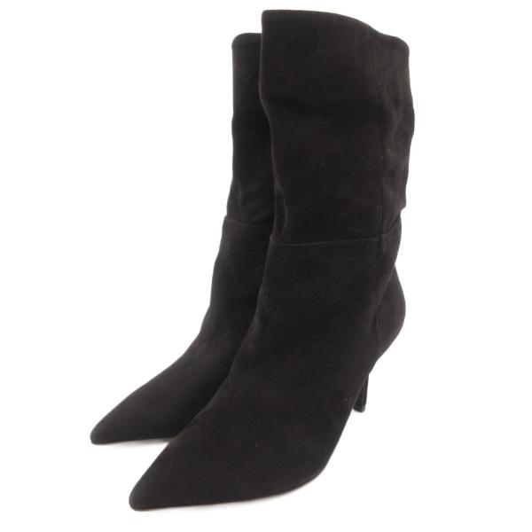 バルダン baldan ショートブーツ スエード ポインテッドトゥ イタリア製 36.5 黒 ブラッ...
