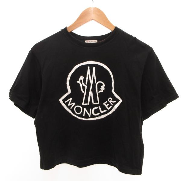 モンクレール MONCLER Tシャツ 半袖 ロゴプリント クロップド XS 黒 ブラック H109...
