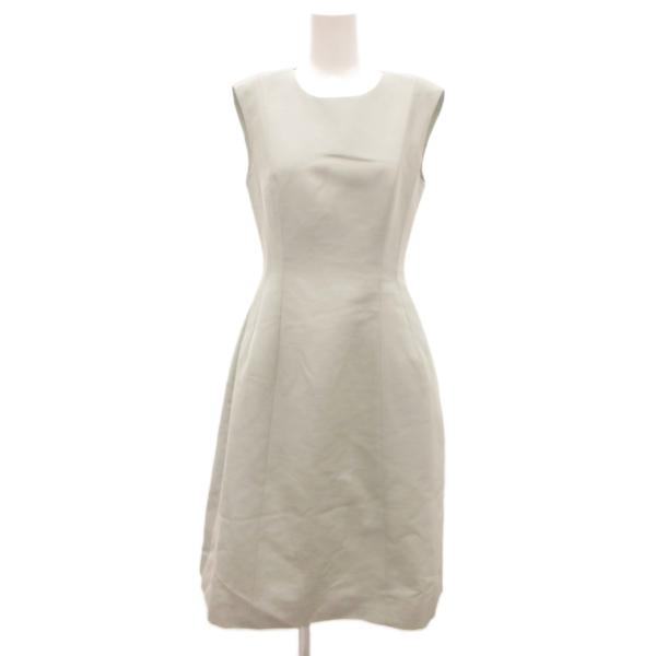 フォクシー FOXEY ノースリーブワンピース ウール シルク混 ミモレ ロング 38 ブルーグレー...