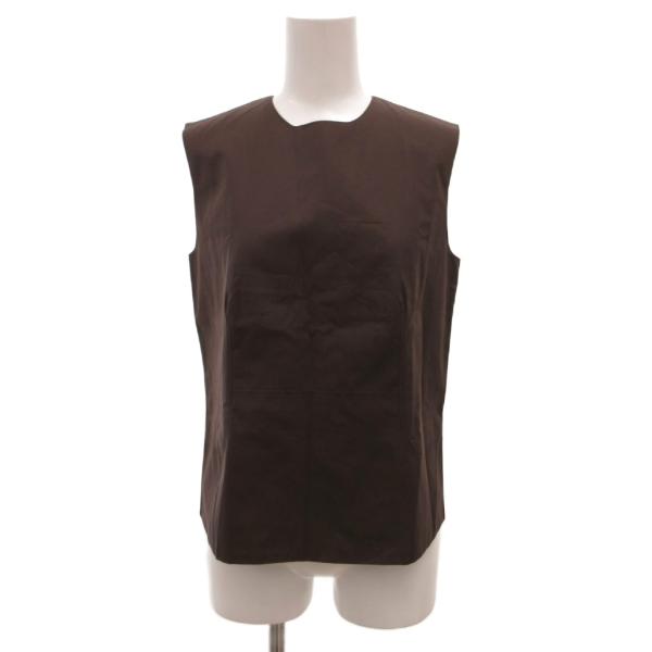 エルメス HERMES ゴルチエ期 ノースリーブカットソー ブラウス ボックスシルエット 34 茶 ...