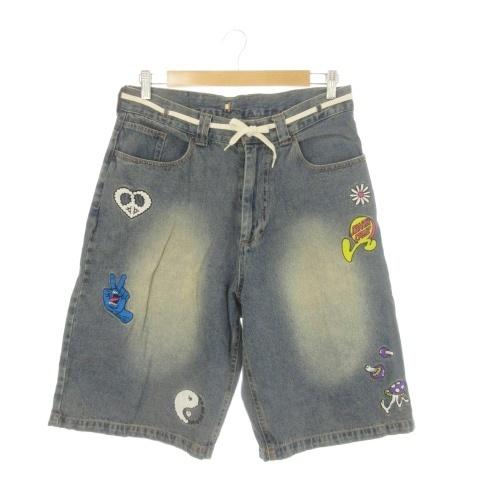 未使用品 サンタクルーズ SANTA CRUZ デニムハーフパンツ デニム ジーンズ L 青 ブルー...