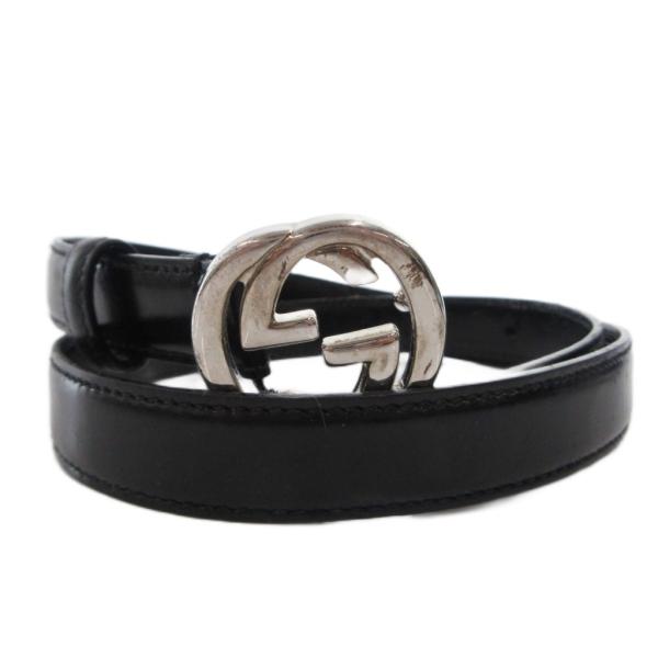 グッチ GUCCI ベルト インターロッキング GGロゴ レザー 黒 ブラック /FF ■GY19 ...