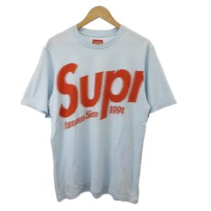 シュプリーム SUPREME 半袖Tシャツ M ライトブルー 赤 レッド ロゴプリント 半袖 /SH ■GY19 メンズ