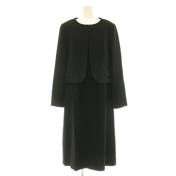 ランバン LANVIN ノアール NOIR セットアップ ノーカラージャケット ひざ丈ワンピース 7...