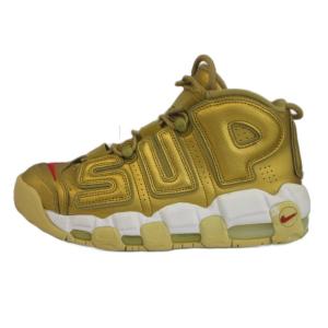 ナイキ NIKE × シュプリーム Supreme Air More Uptempo Metallic Gold スニーカー ハイカット US9 27cm ゴールド色 902290-700