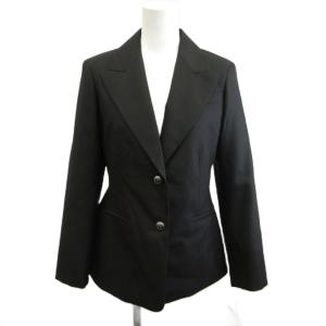 未使用品 ディオール Dior ユニフォーム UNIFORME ウール ピークドラペル テーラードジャケット 38 黒 ブラック CDロゴボタン 長袖