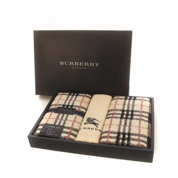 未使用品 バーバリー BURBERRY タオルセット フェイスタオル2点 ウォッシュタオル1点 ハン...