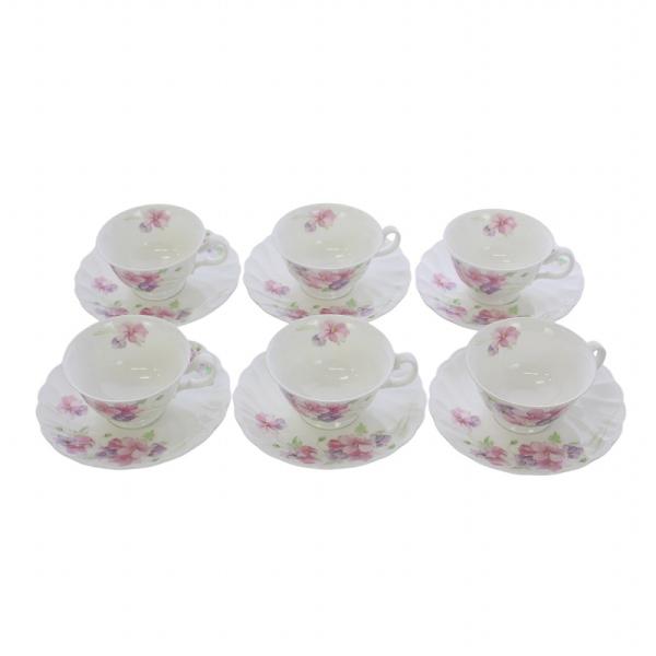 ノリタケ Noritake カップ ソーサー 6客セット ティー コーヒー カップ 花柄 白 ホワイ...