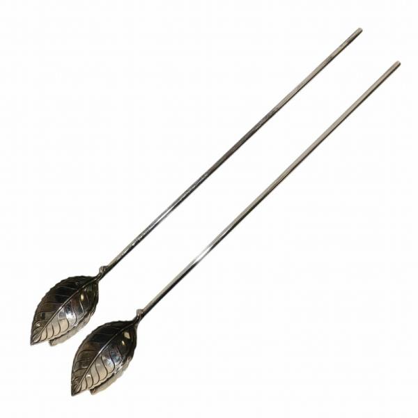 ティファニー ミントジュレップ モヒート用 ストローマドラー スプーン 2点セット リーフ スターリ...