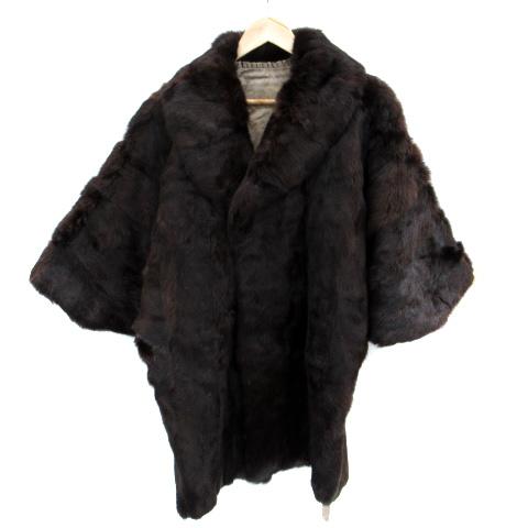 ファーコート 毛皮 ロング丈 ショールカラー ヌートリアファー 茶 ダークブラウン /SM26 ■G...